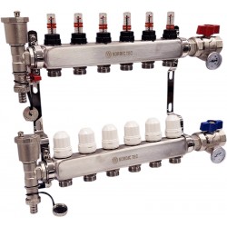 Nerezový rozdělovač topení na podlahovku INOX 6 okruhů 2