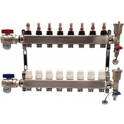 Nerezový rozdělovač topení na podlahovku INOX 8 okruhů 2