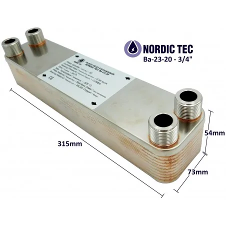 Výměník tepla NORDIC Tec Ba-23-20 3/4" 10 - 25 kW