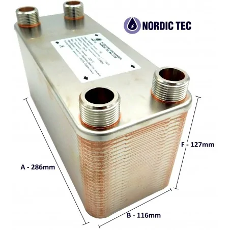 výměník 1" pro tepelné čerpadlo 10kW rozmery