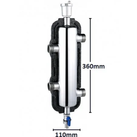 Klasický Hydraulický Vyrovnávač tlaku 50kW 4x 1" Nordic Tec