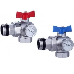 Sada uzavíracích ventilů rohových 90° s teploměry - DN25 1" (2 ks) 2