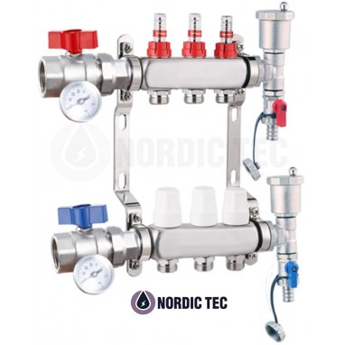 Rozdělovač na podlahovku Nordic Tec INOX 3 okruhy