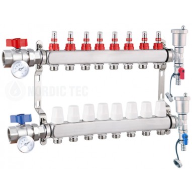 Nerezový rozdělovač topení na podlahovku INOX 8 okruhů