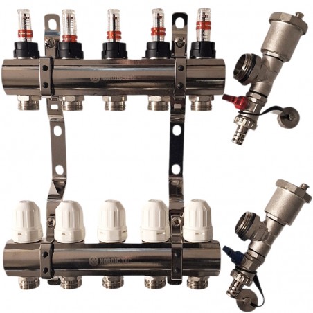 rozdělovač podlahového topení 5 okruhů Nordic Tec CZ9 standard
